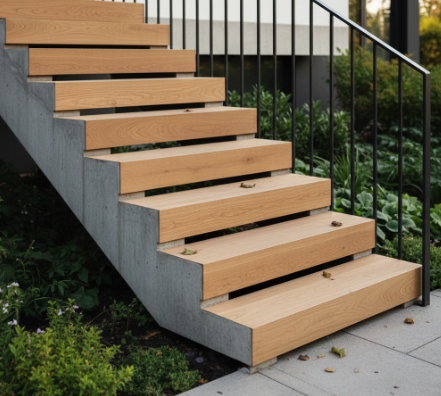Habiller un escalier béton avec une marche bois