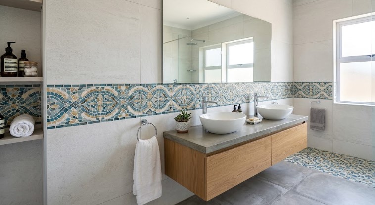 Salle de bain : créer une frise décorative personnalisée en tesselles